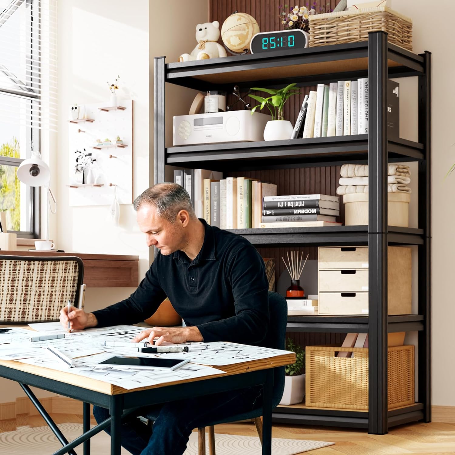 71"H Garage Shelving-5 Tier Garage Storage Shelves,Adjustable Heavy Duty Metal Shelving Unit and Storage Large