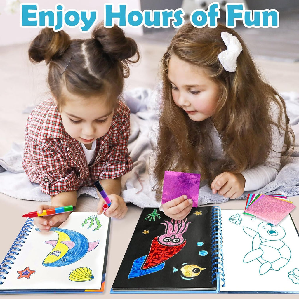 Foil Art Craft Kit for Kids, Sparkly Birthday Gift Toy for Kids