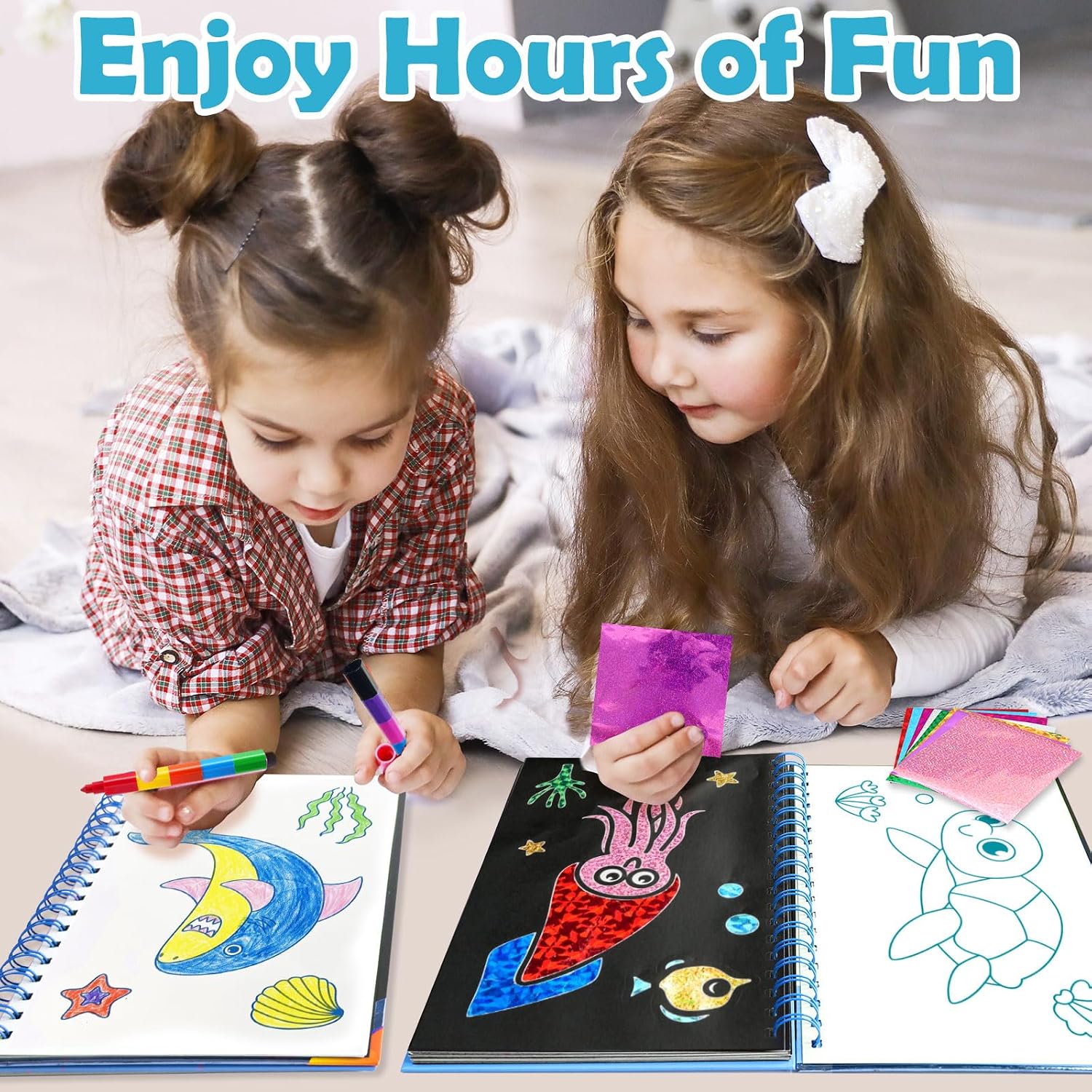 Foil Art Craft Kit for Kids, Sparkly Birthday Gift Toy for Kids