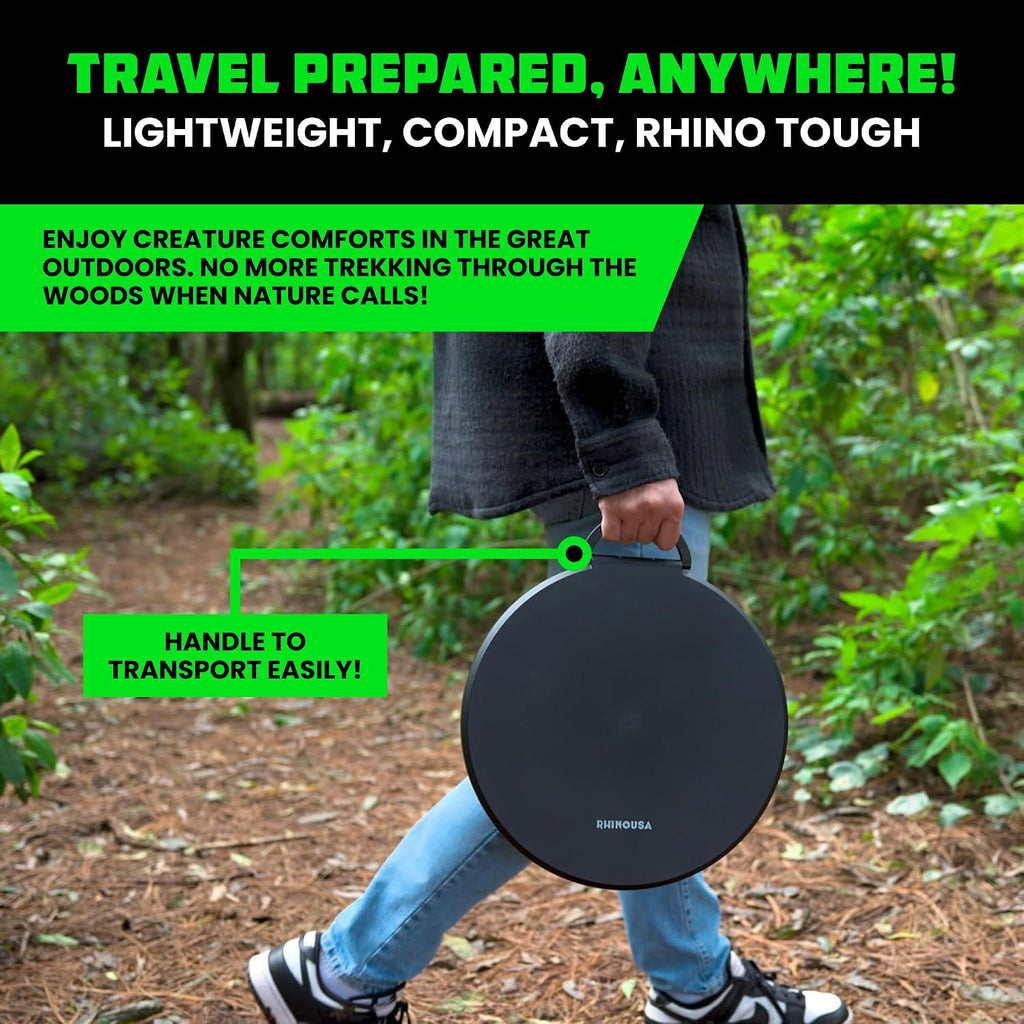 XL Portable Toilet for Camping (400lb Capacity) - Adjustable | Retractable, Collapsible Design. Adjustable Height