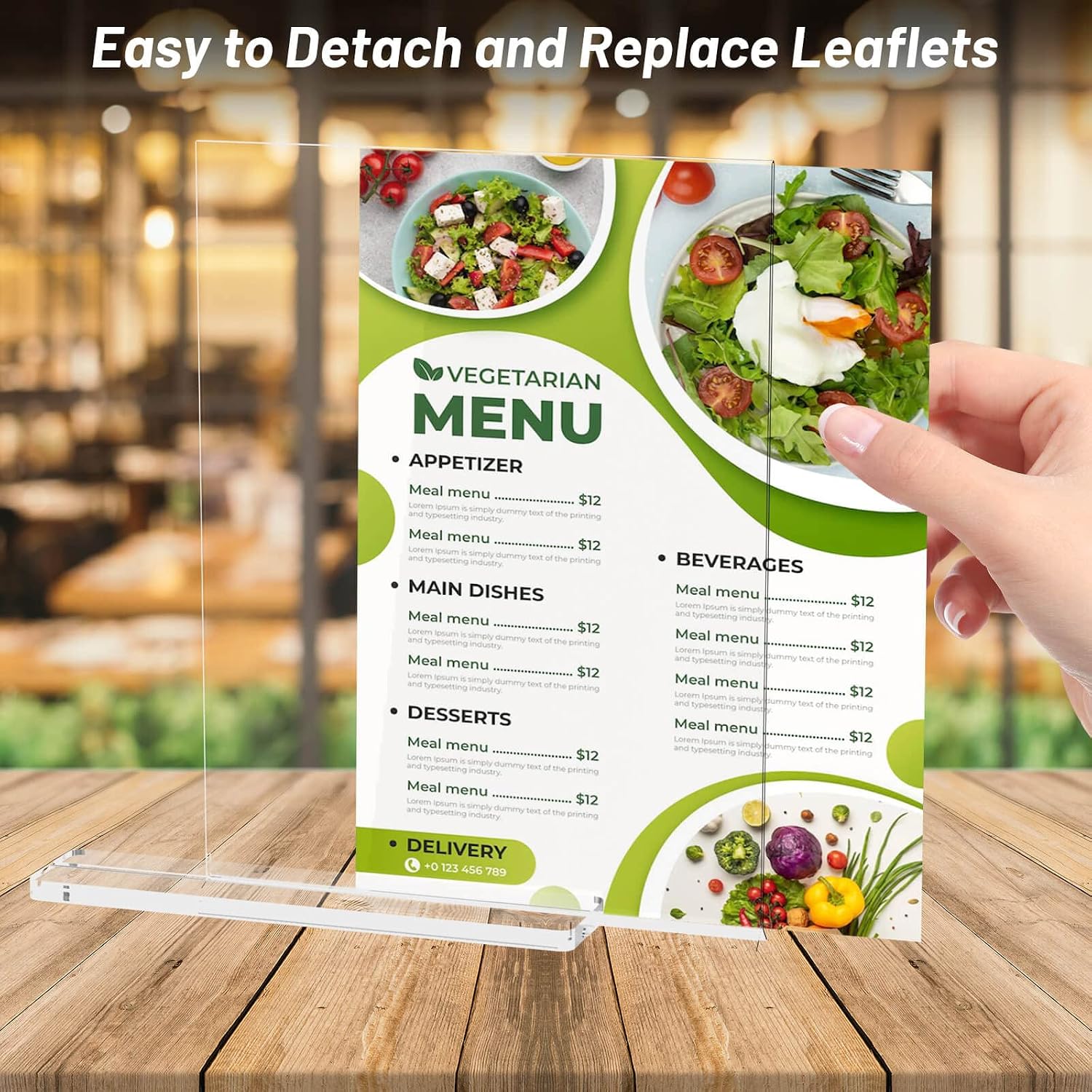 Acrylic Sign Holder 8.5 x 11 Inch Vertical T Shape Display Stand Double-Sided Desktop Clear Sign Holders Paper Holder