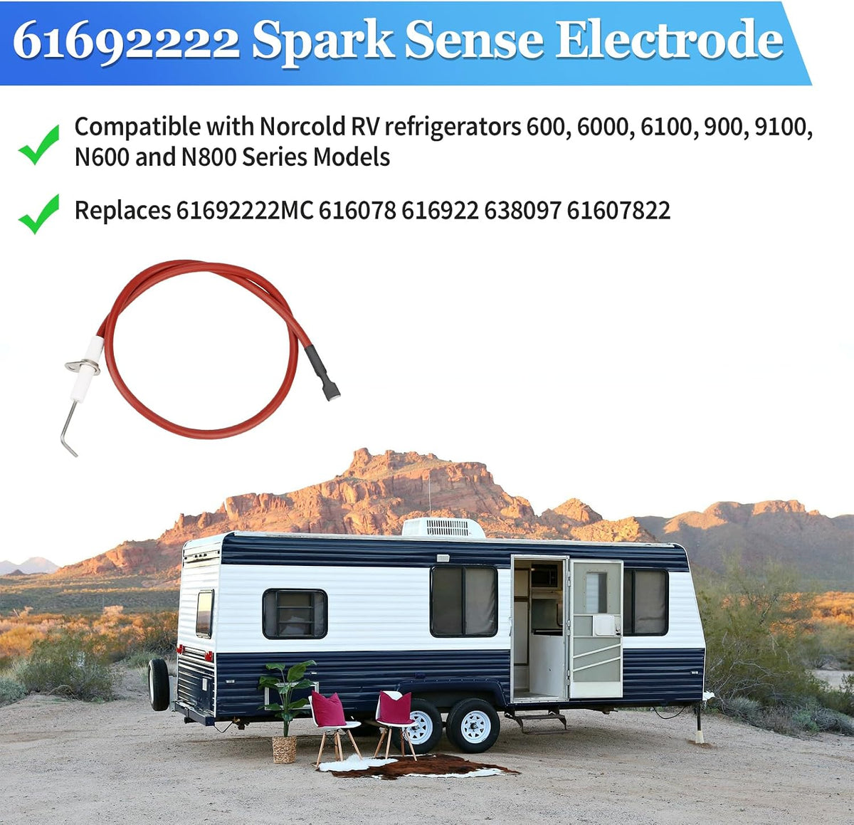61692222 Spark Sense Electrode Compatible with Norcold RV Refrigerator