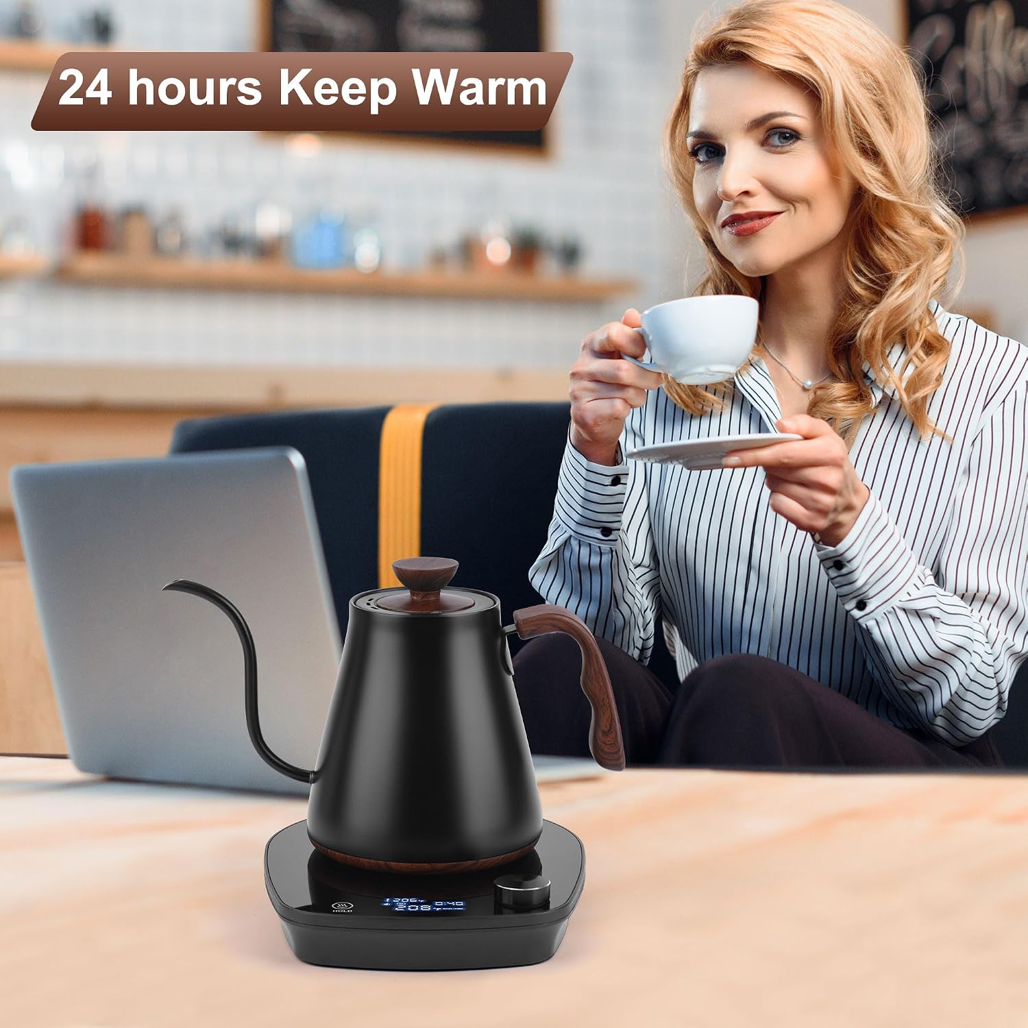 Gooseneck Electric Kettle, Intelligent Temperature Control, Stainless Steel Inner, Quick Heating, for Pour Over