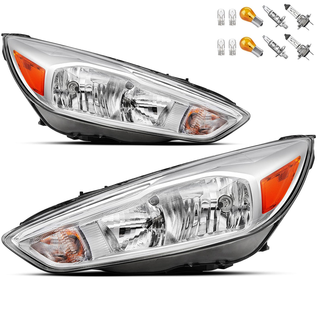 Headlights Assembly Compatible With 2015-2018 Ford Focus Halogen Headlamp