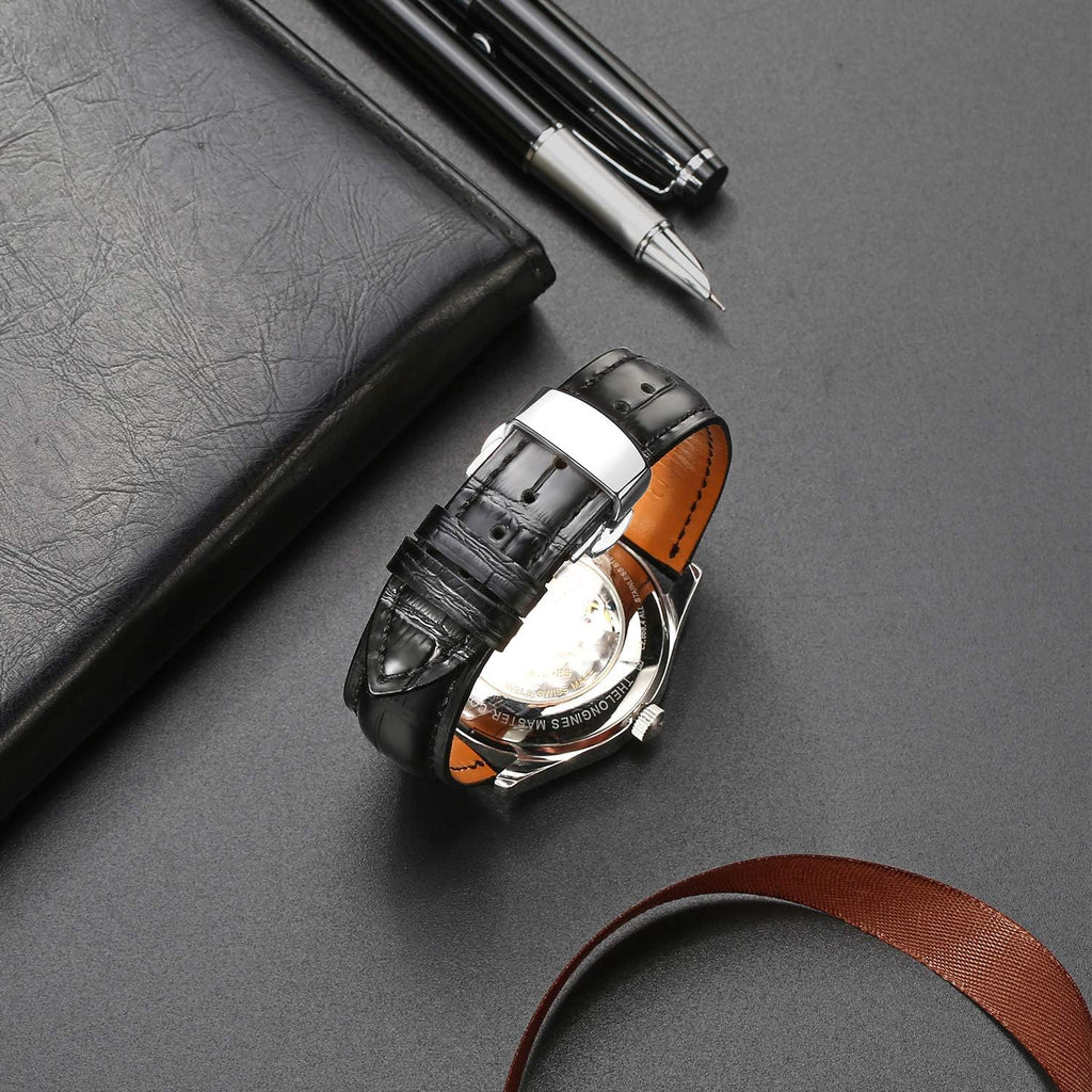 Genuine Leather Band Alligator and Cowhide Replacement Deployment Buckle Watch strap18mm to 24mm Crocodile Leather