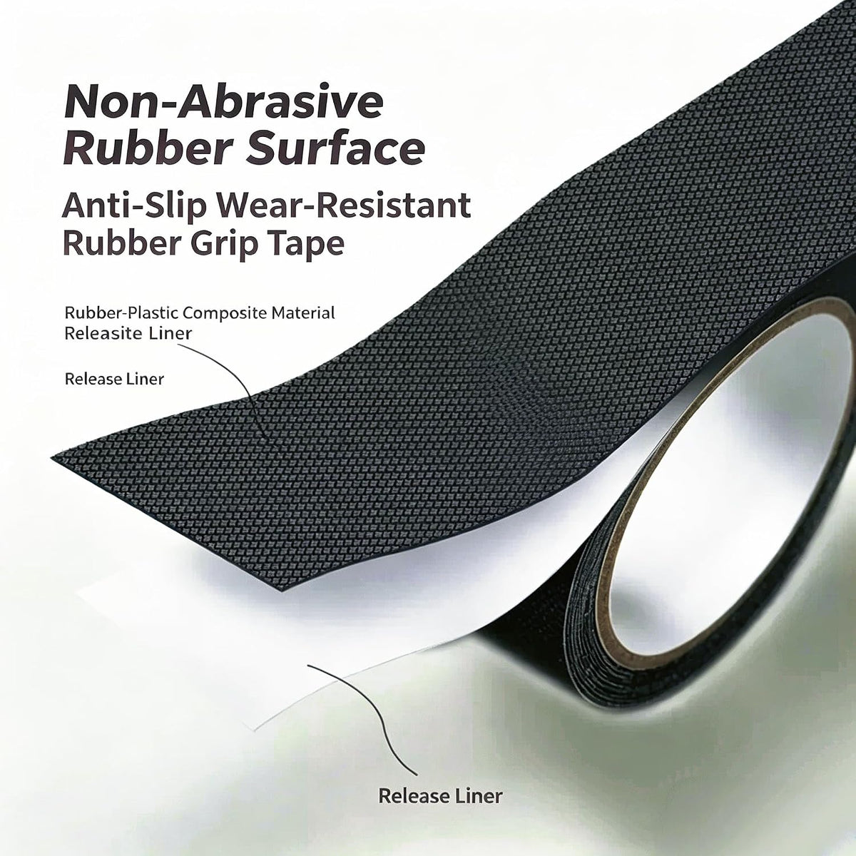 Black Rubber Grip Tape 4 Inch, 10Ft, Non-Abrasive Waterproof Anti Slip Tape, Strong Adhesive Non Slip Tape for
