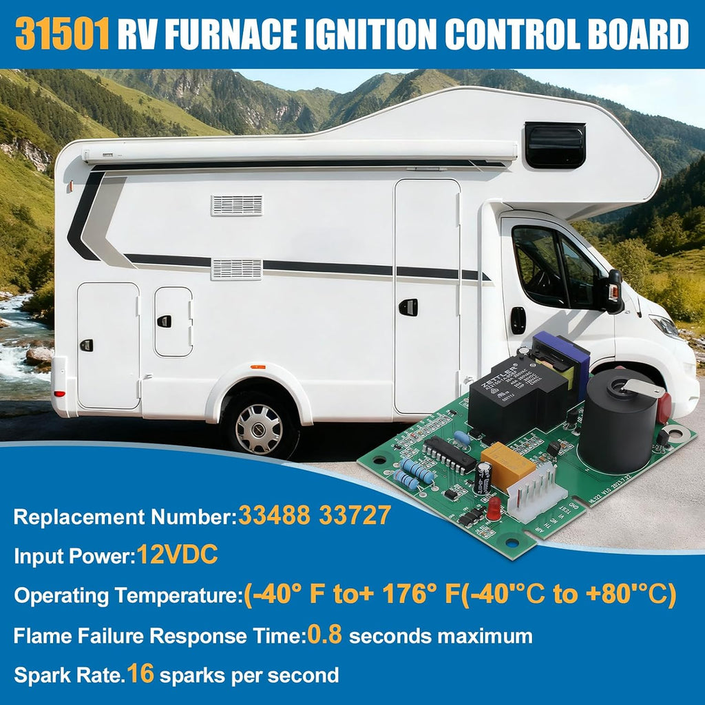 31501 33488 33727 RV Gas Furnace Ignition Circuit Control Board Compatible with Atwood & Dometic RV Hydro Flame Furnace Ignition Board 7912-II 7916-II 7920-II 8012-II 85-I/II/III/IV 8900-I/II/III