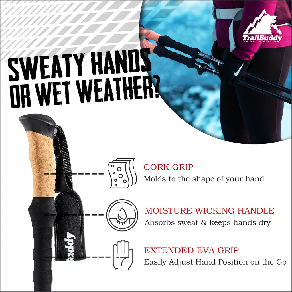Trekking Poles – Lightweight 7075 Aluminum Hiking Poles for Women, Men & Seniors – Collapsible Walking Sticks for