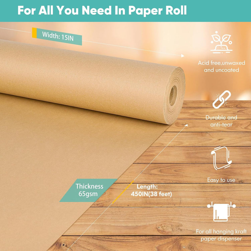 Brown Wrapping/Packing Paper Roll 15"×450" (38')