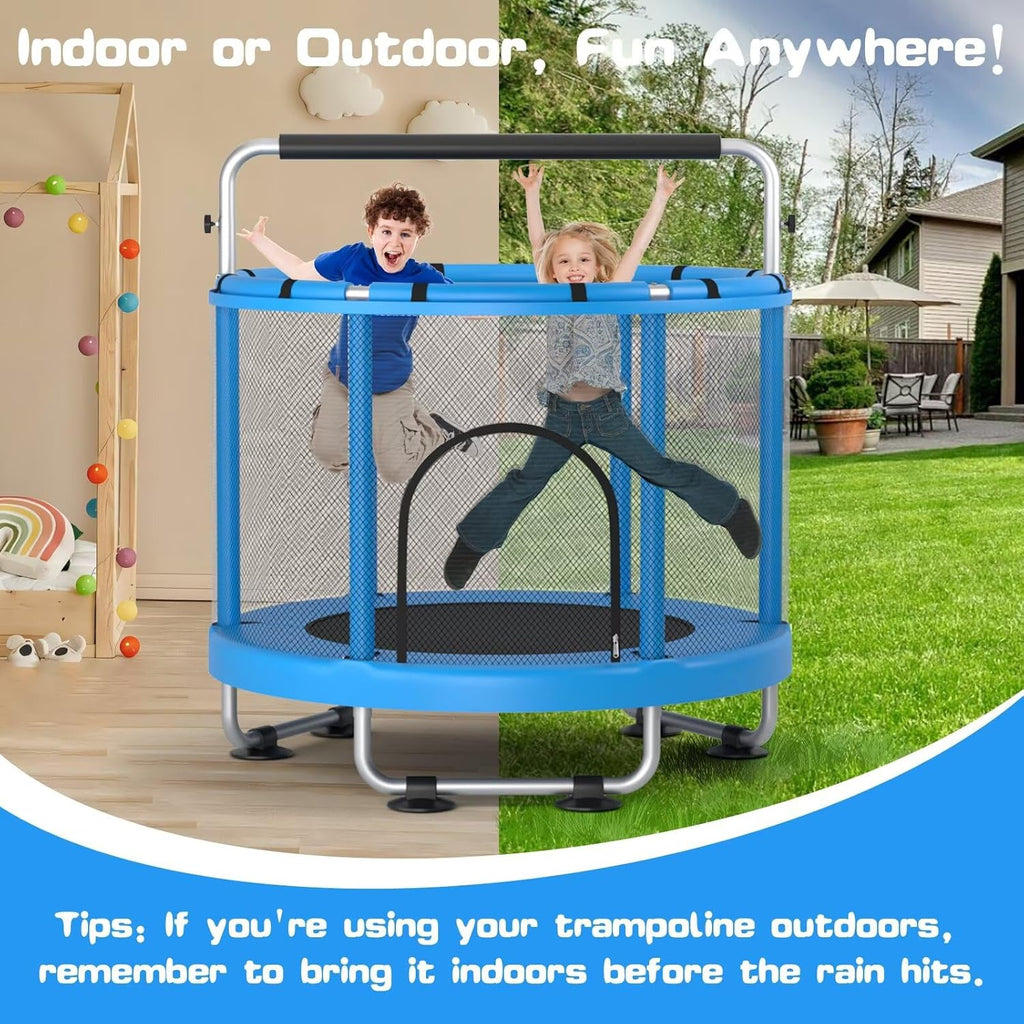 55" Trampoline for Kids with Enclosure, 440lbs Capacity Indoor & Outdoor Toddler Trampoline with Adjustable