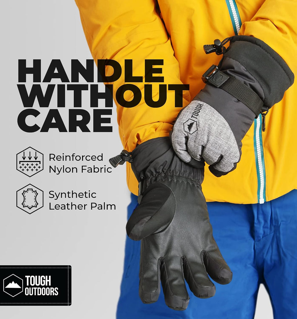 Ski Gloves Men Women - Black Snow Ski Gloves Women Men - Adult Ladies Men's Insulated Waterproof Winter Glove