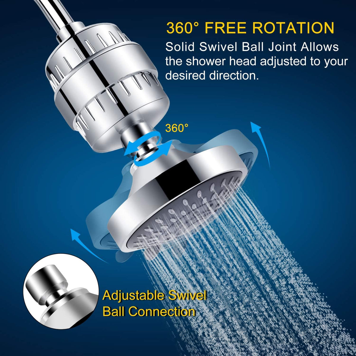 Shower Head with Shower Filter, Filtered Shower Head for Hard Water