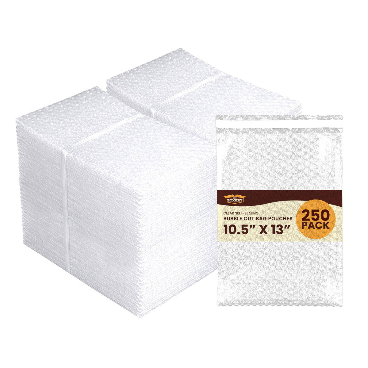 10.5x13" Clear Self-Sealing Bubble Out Bag Pouches, 250 Pack