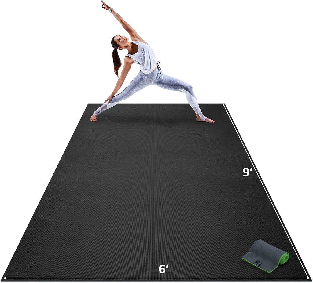 Extra Large Yoga Mat – 9'x6', 12'x6', 15'x6' (8mm) Extra Thick Wide Non-Slip Exercise Mat for Home Gym Flooring –