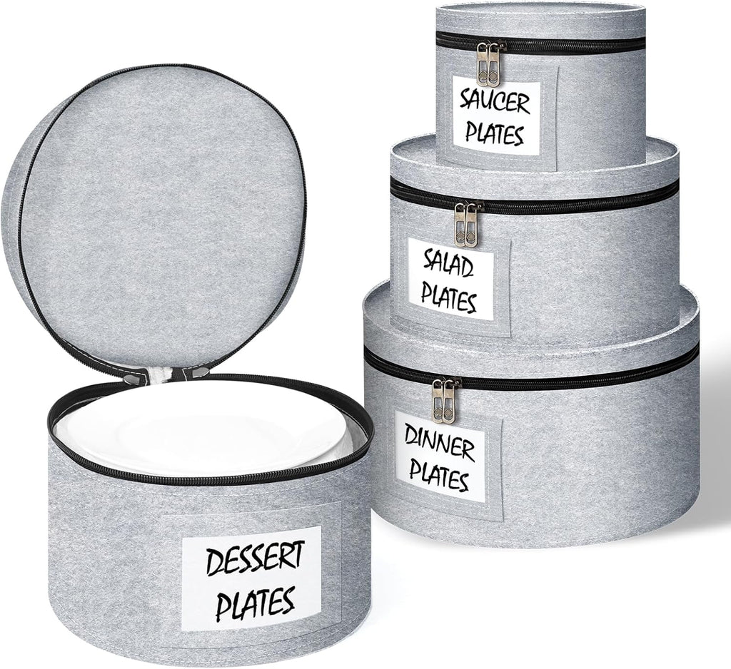 China Storage Containers 4 Piece Set Moving Boxes for Dinnerware Stackable Moving Storage Box with Felt Plate