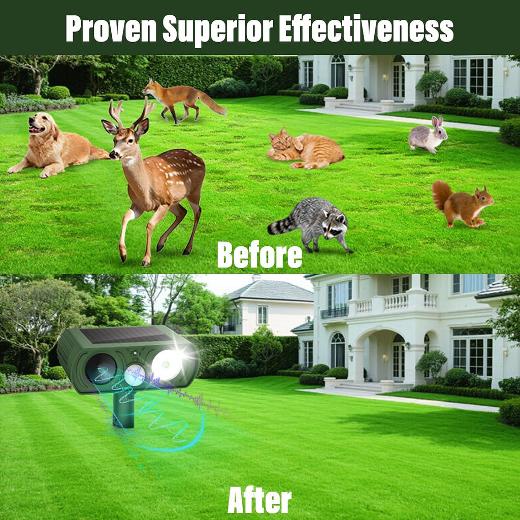 Solar Ultrasonic Animal Repellent, Deer Repellent Devices Waterproof, Cat Repellent Outdoor with Motion Detection
