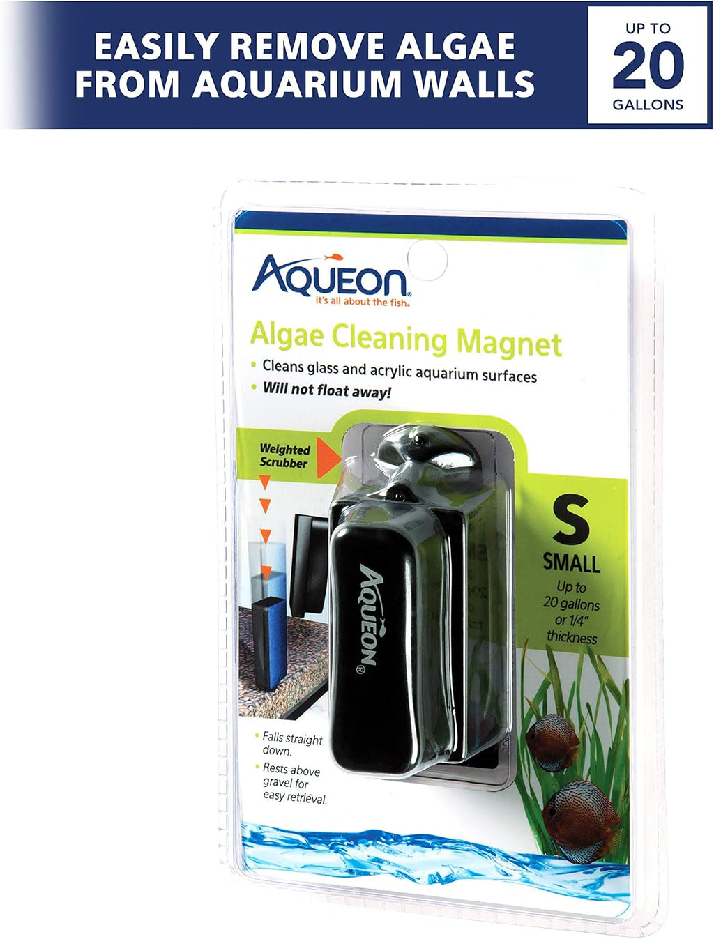 Aquarium Algae Scraper, Fish Tank Cleaning Magnet, Small