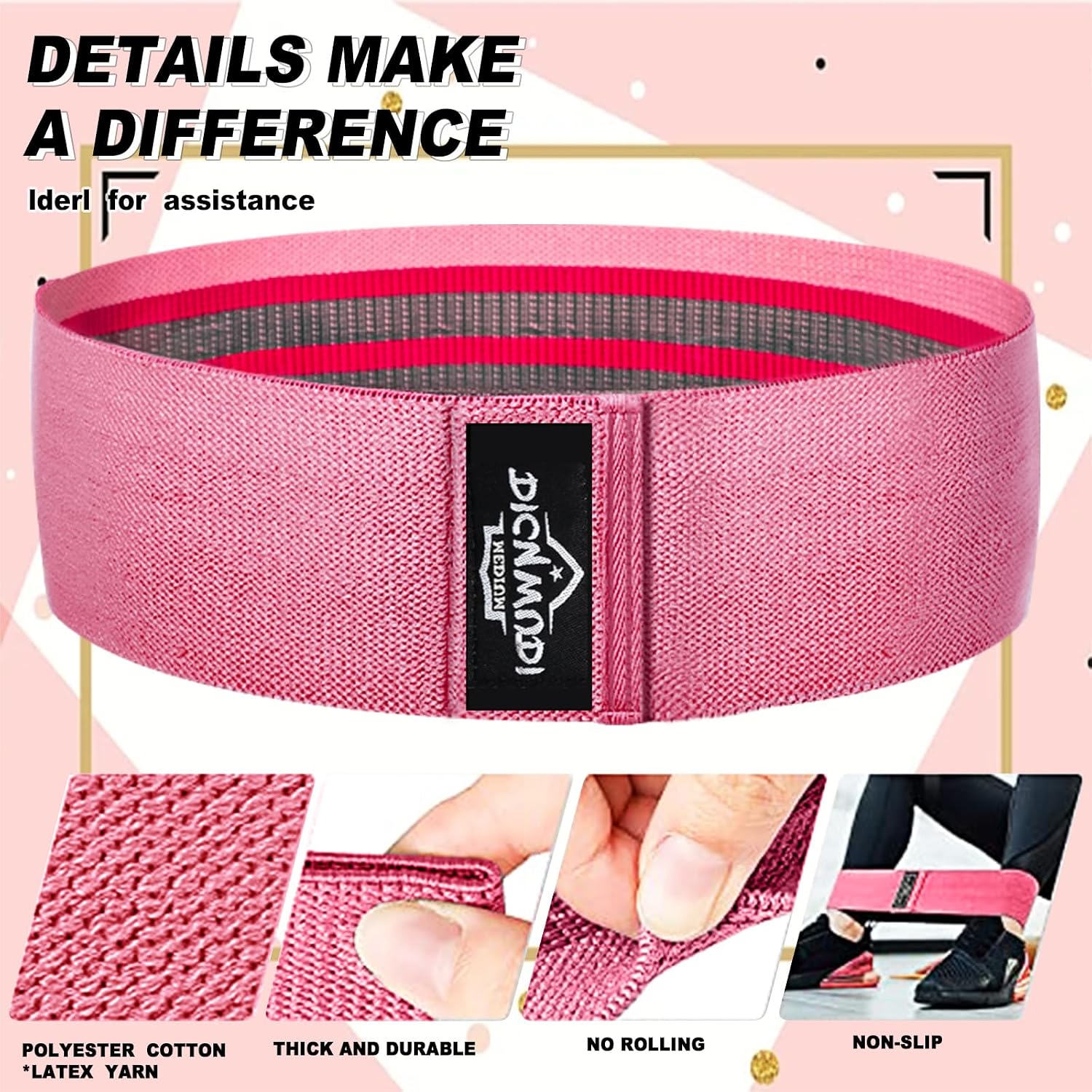 Yoga Mat Thick, 6 Fabric Resistance Bands, 2 Pack Yoga Blocks, Home Workout Equipment Essentials Starter Kit for