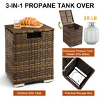 32'' Rattan Wicker Propane Fire Pit Table w/Tank Holder Rectangle