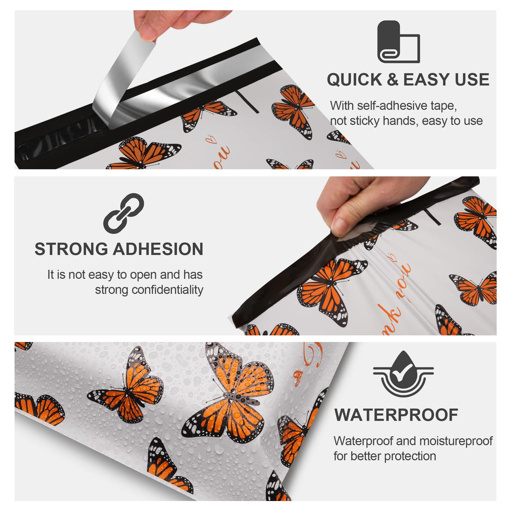 Thank You Poly Mailer 10x13 100 Pack, Butterfly Design