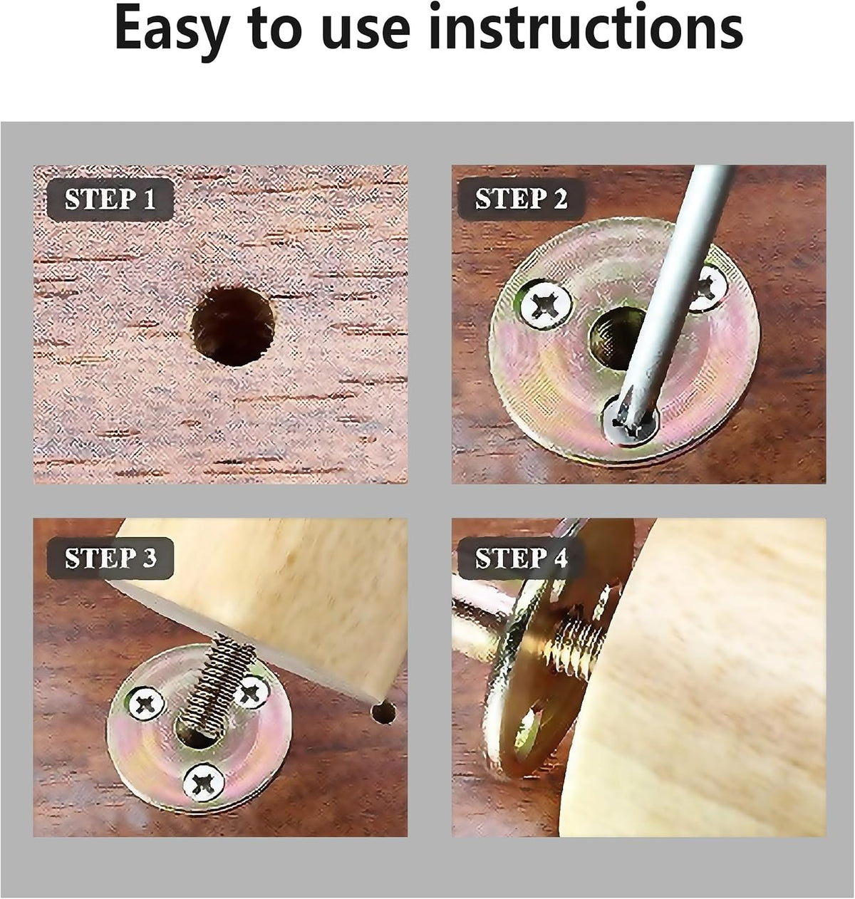 12PCS 5/16"-18 Carbon Steel Round Base T-Nut, Brad Hole Tee Nut, Furniture Hardware Flange Insert Female Thread 3-Hole T-Nuts