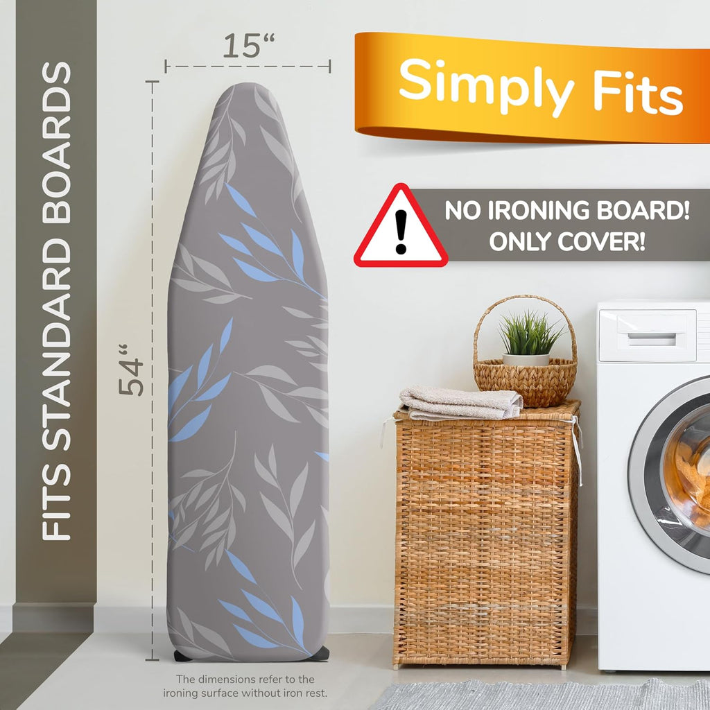 Super Soft Ironing Board Cover and Pad – 50% Faster Ironing with Heat Reflection Technology, Thick Natural Cotton