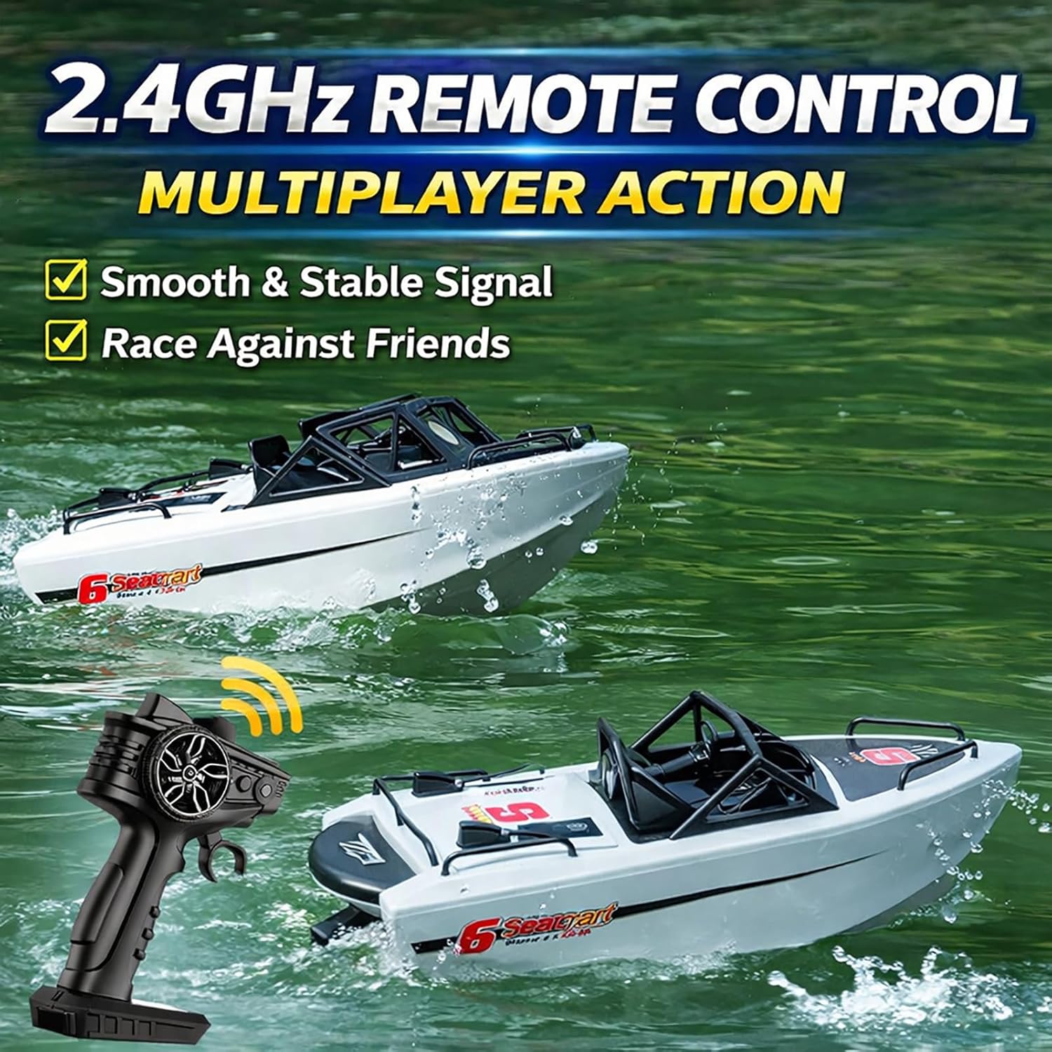 Small Jet Propulsion RC Boat with Brushless Motor for Beginner & Kid | Mini Yacht-Style, Remote Control Boat for Kid