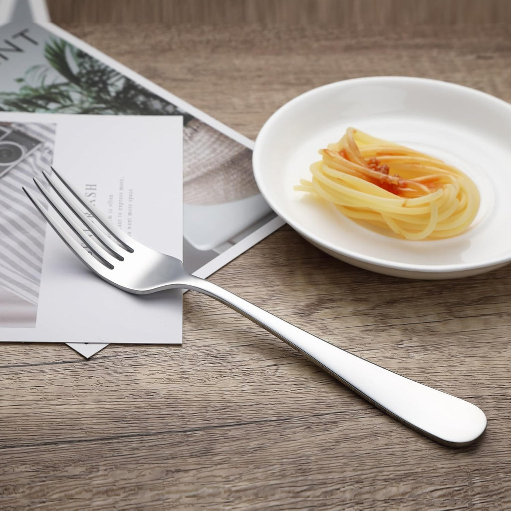 Stainless Steel Dinner Forks with Round Edge, 10 Pack of 12, 120 count total, Silver