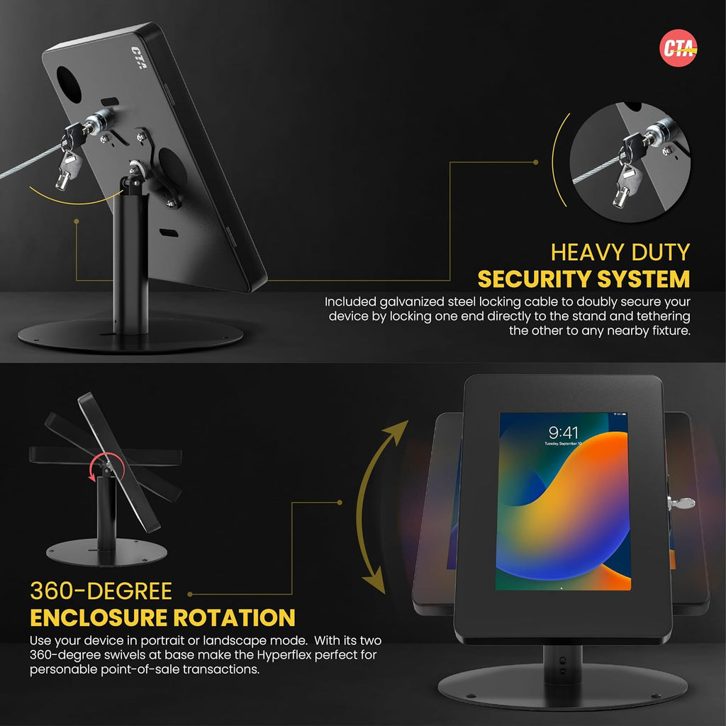 Premium iPad Retail POS Stand – CTA Upscale Tablet Kiosk Stand with 360 Degree Rotation & Locking for Retail