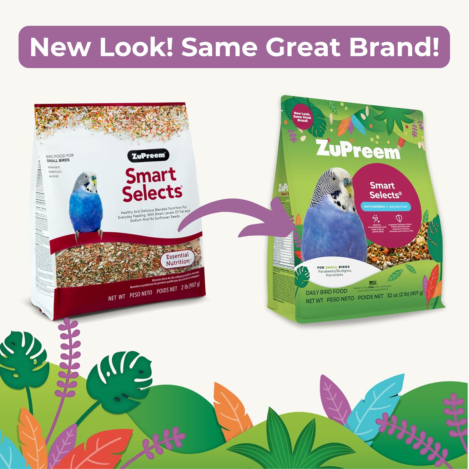Smart Selects Parakeet & Budgie Food, Seed Blend, Small, 2 lb | Bird Food, Parrot & Parakeet Food, Budgie, Pellet