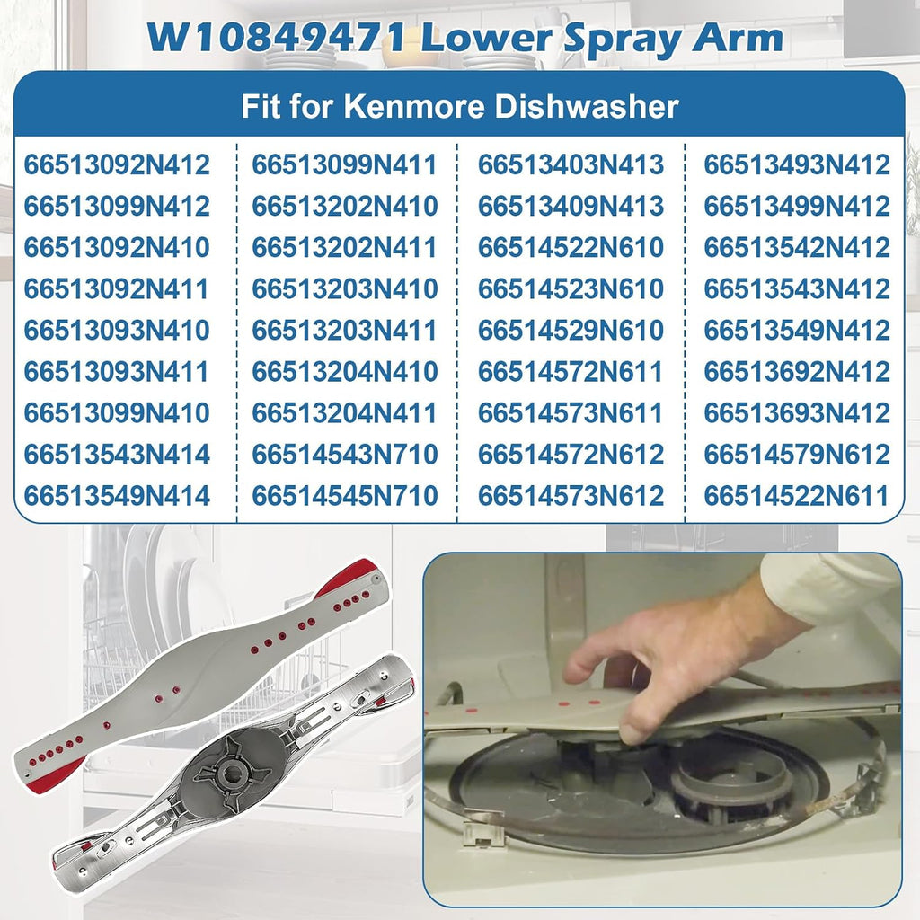 W10849471 Dishwasher Lower Spray Arm Fit for Whirlpool Kenmore