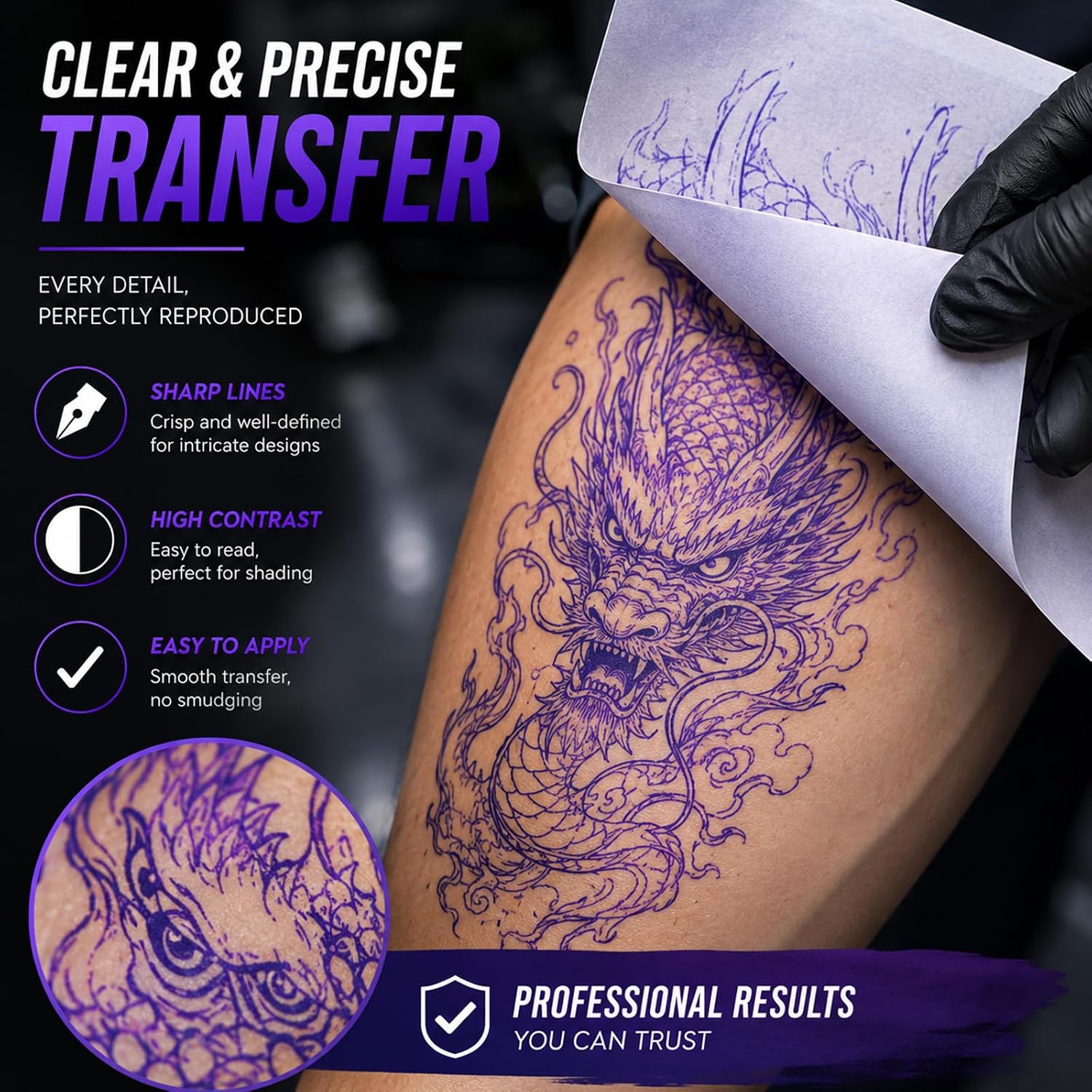 Tattoo Transfer Paper 50 Sheets - Stencil Paper 4-Layer 8.5" x 11" Professional Thermal Transfer Paper for Tattoo