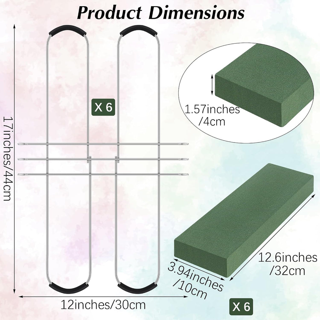 6 Pack Headstone Flower Saddle with Floral Foam 17 x 12 Inch Gravestone Saddle Cemetery Flower Holder Outdoor Wire