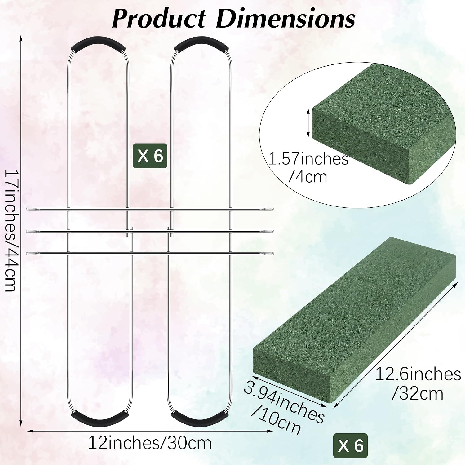 6 Pack Headstone Flower Saddle with Floral Foam 17 x 12 Inch Gravestone Saddle Cemetery Flower Holder Outdoor Wire