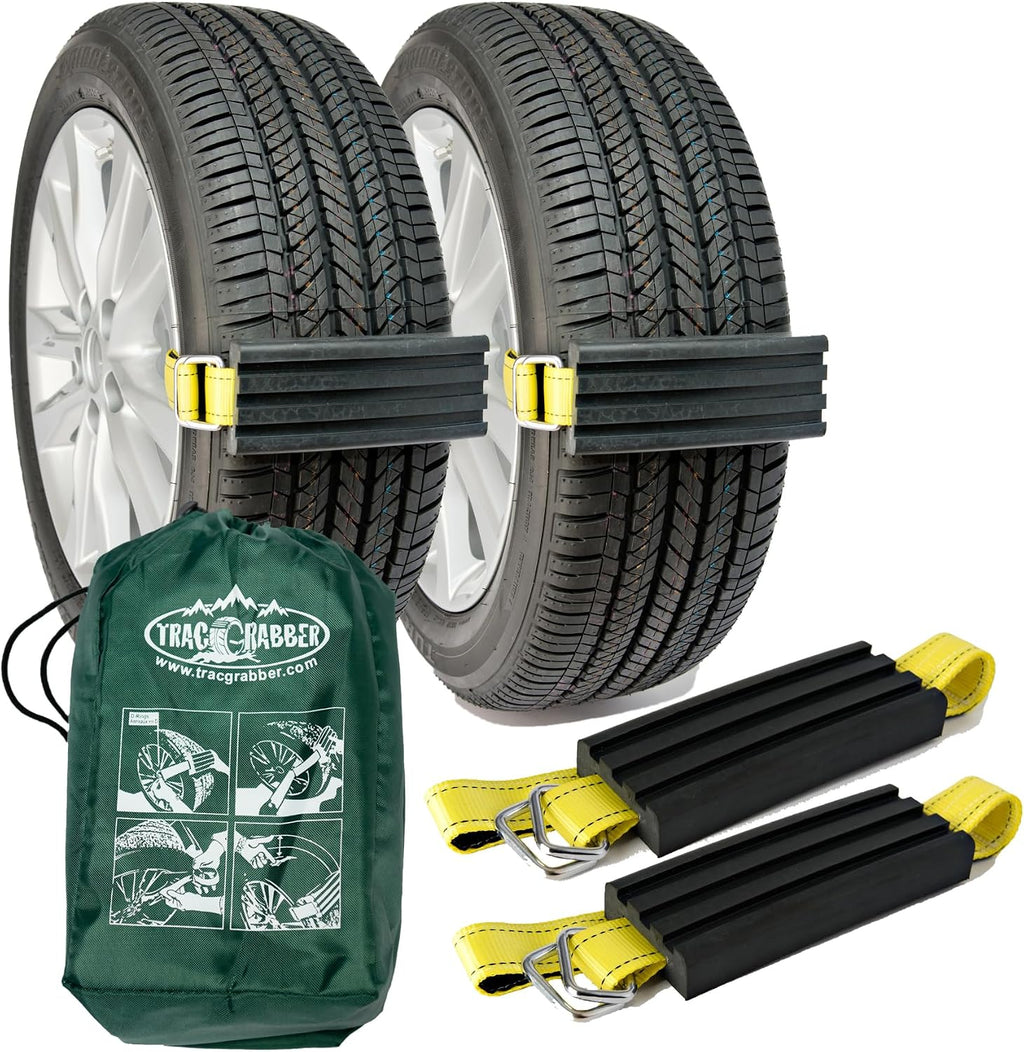 Tire Traction Device for Cars & Small SUVs, Set of 2 - Made in the USA, Anti Skid Emergency Tire Straps to Get