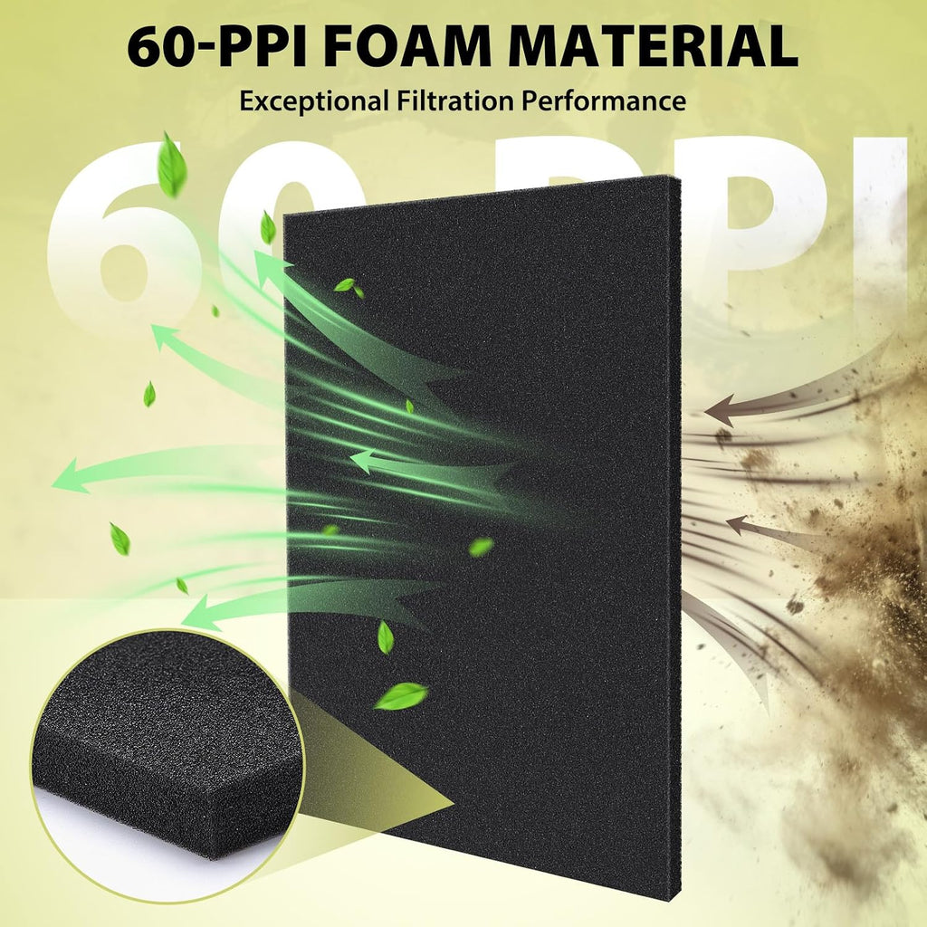 Air Filter Foam Sheet, Washable & Reusable 60 PPI Coarse Polyurethane Foam