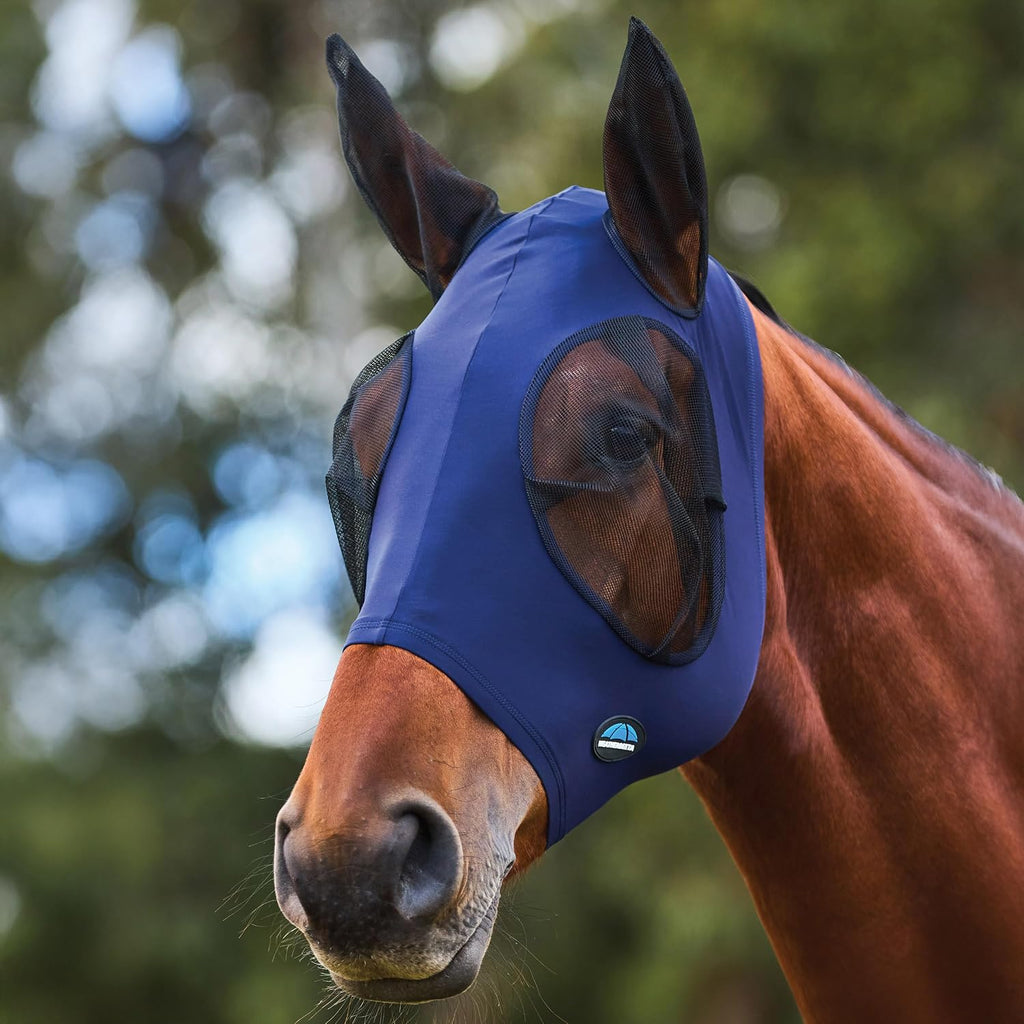 ComFiTec Stretch Fly Mask with Ears, Navy/Black, Large