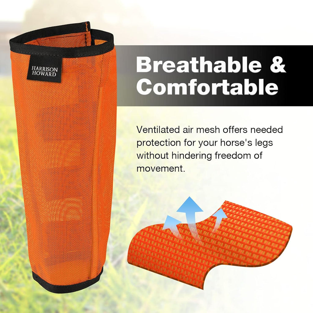 Loose Fitting Fly Boots UV-Protective Extra Tough Mesh Ventilated Four Fasteners Stay-on Design Protect Horse Legs &