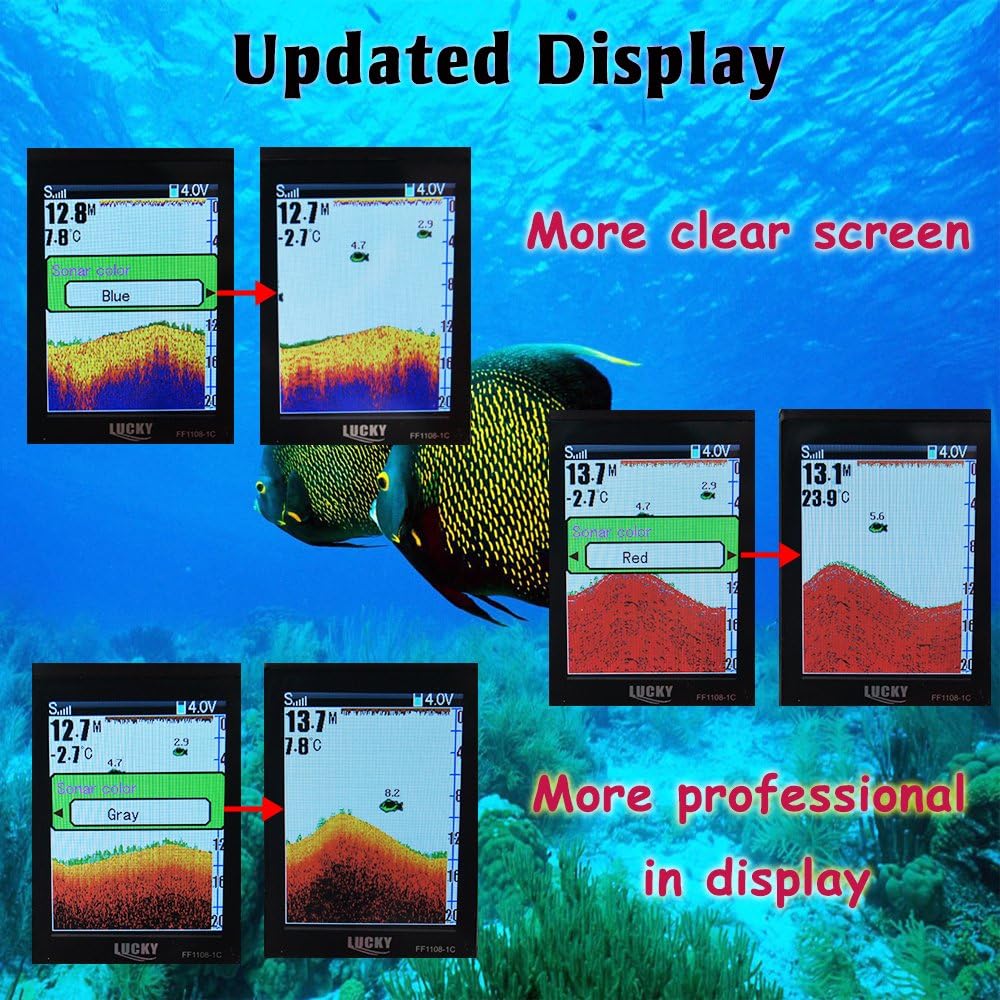 Portable Fish Finder Handheld Kayak Fish Finders Wired Fish Depth Finder Sonar Sensor Transducer for Boat Fishing Sea