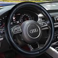 Heavy Duty Pure Cowhide Steering Wheel Cover, Genuine Leather Steering Cover with 15 Inches Universal Fit