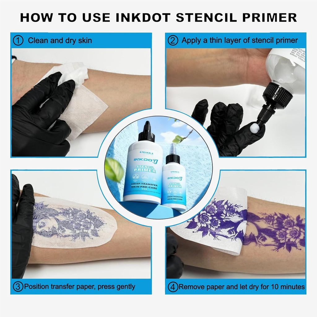 INKDOT Tattoo Stencil Transfer Gel Solution, 8oz Professional Stencil Primer for Transfer Paper Clear Long-Lasting