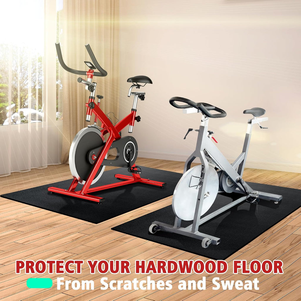 Bike Mat | 6mm Thickness, 30" X 60" Exercise Mats for Treadmill, Rowing Machine, Non-Slip Exercise Equipment Mat for