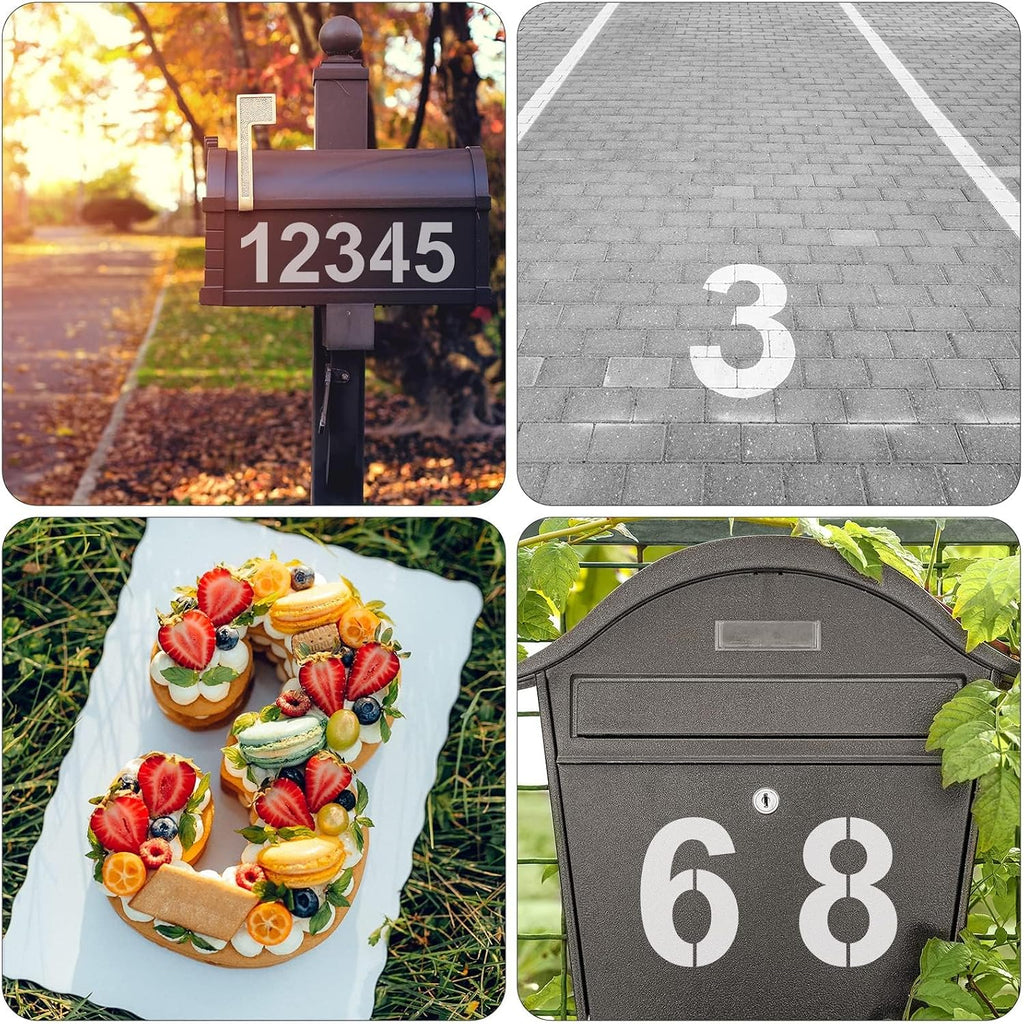 4 Inch Number Stencils Plastic Number Stencils Reusable Digital Painting Templates for Cake Stencil Address Templates