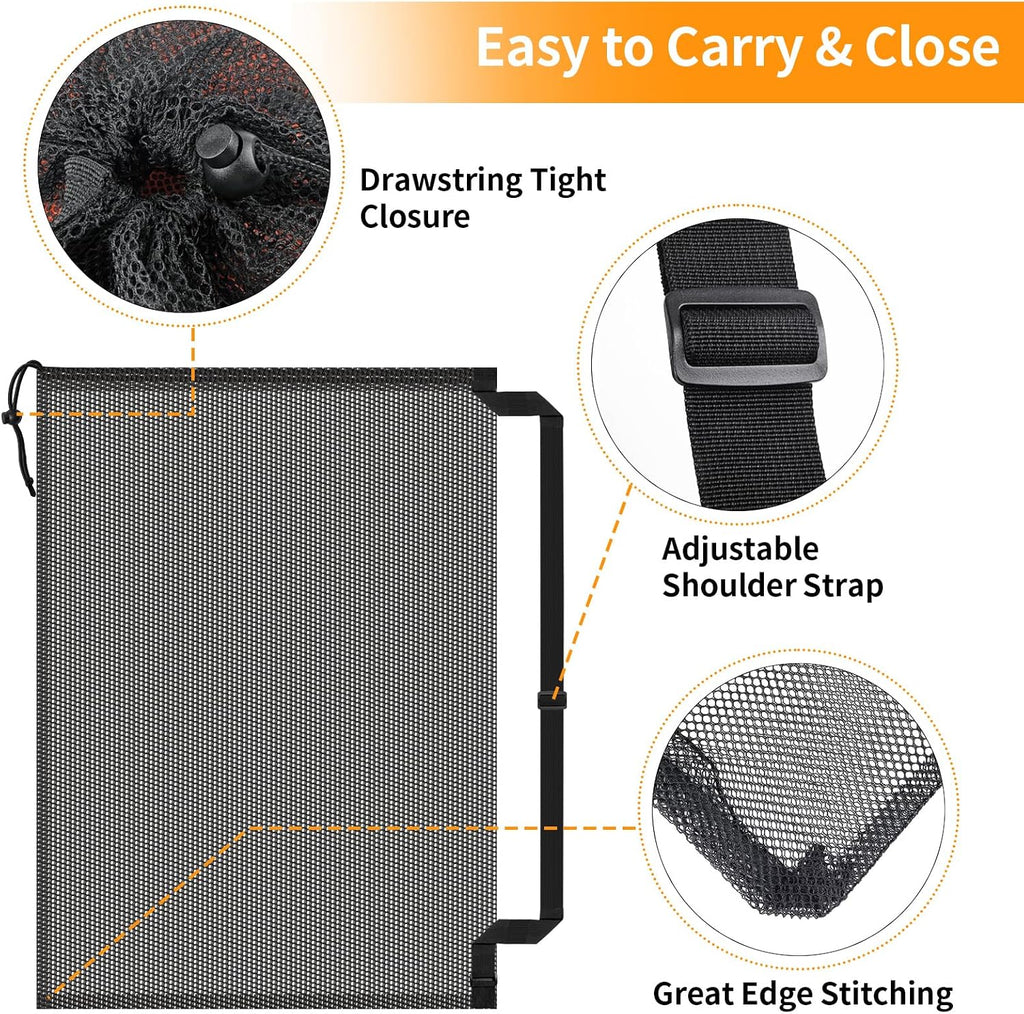 Extra Large Mesh Ball Bag, Heavy Duty 40"x30" Hold 10-12 Soccer Basketball | Drawstring & Adjustable Shoulder Strap