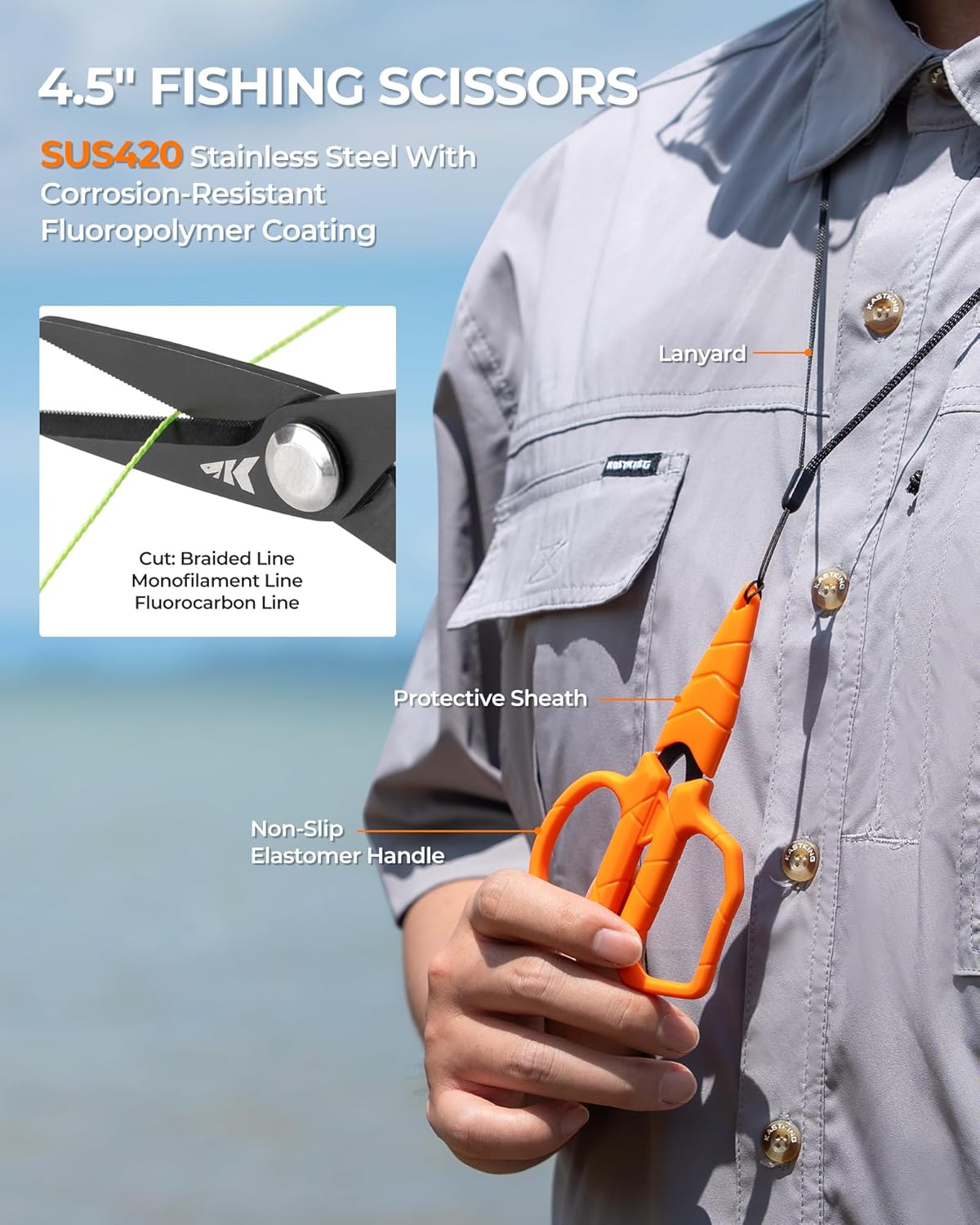 SteelStream Fishing Tool Set, Fishing Gear | Corrosion Resistant Fishing Pliers, Fillet Knife, Scissors, 55 lb