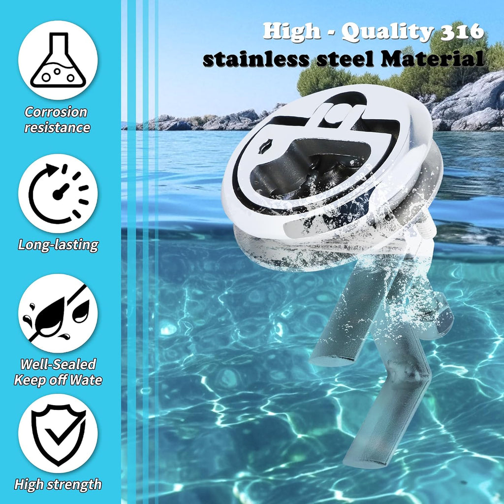 Boat Cam Latch Stainless Steel 316 Marine Hatch Cam Latch Style, Flush Pull Mount Includes Installation Screws Marine Hatch Deck Hardware Ideal for Ships, Yachts, RVs 1 Pcs/2Pcs/Lock/Non-Lock
