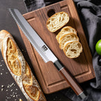 8 Inch Japanese Bread Knife, 9 Layers 10Cr15MoV High Carbon Steel
