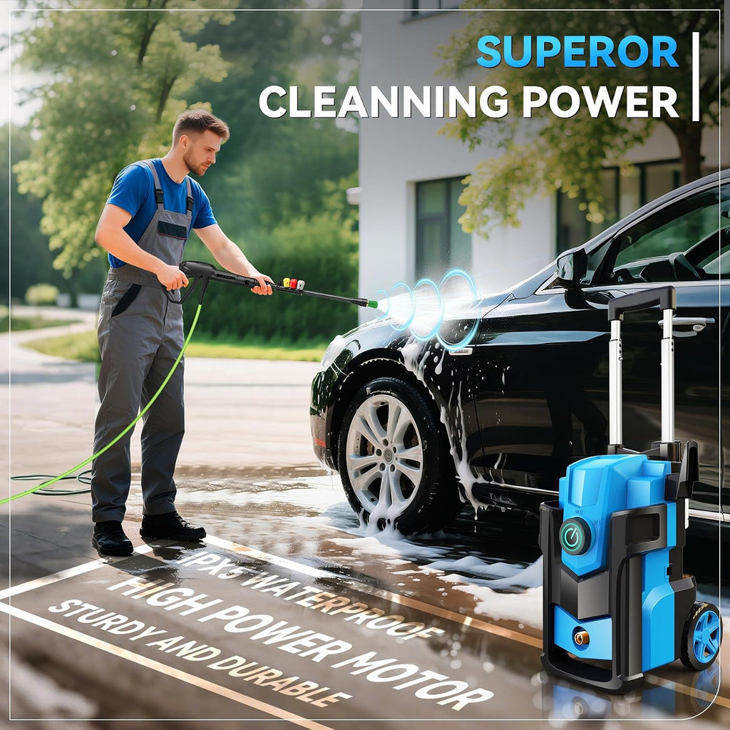 Electric Pressure Washer, 5000 PSI 4.0 GPM Heavy Duty Power Washer, with 4 Nozzles,Foam Cannon,33FT Hose and 500ml