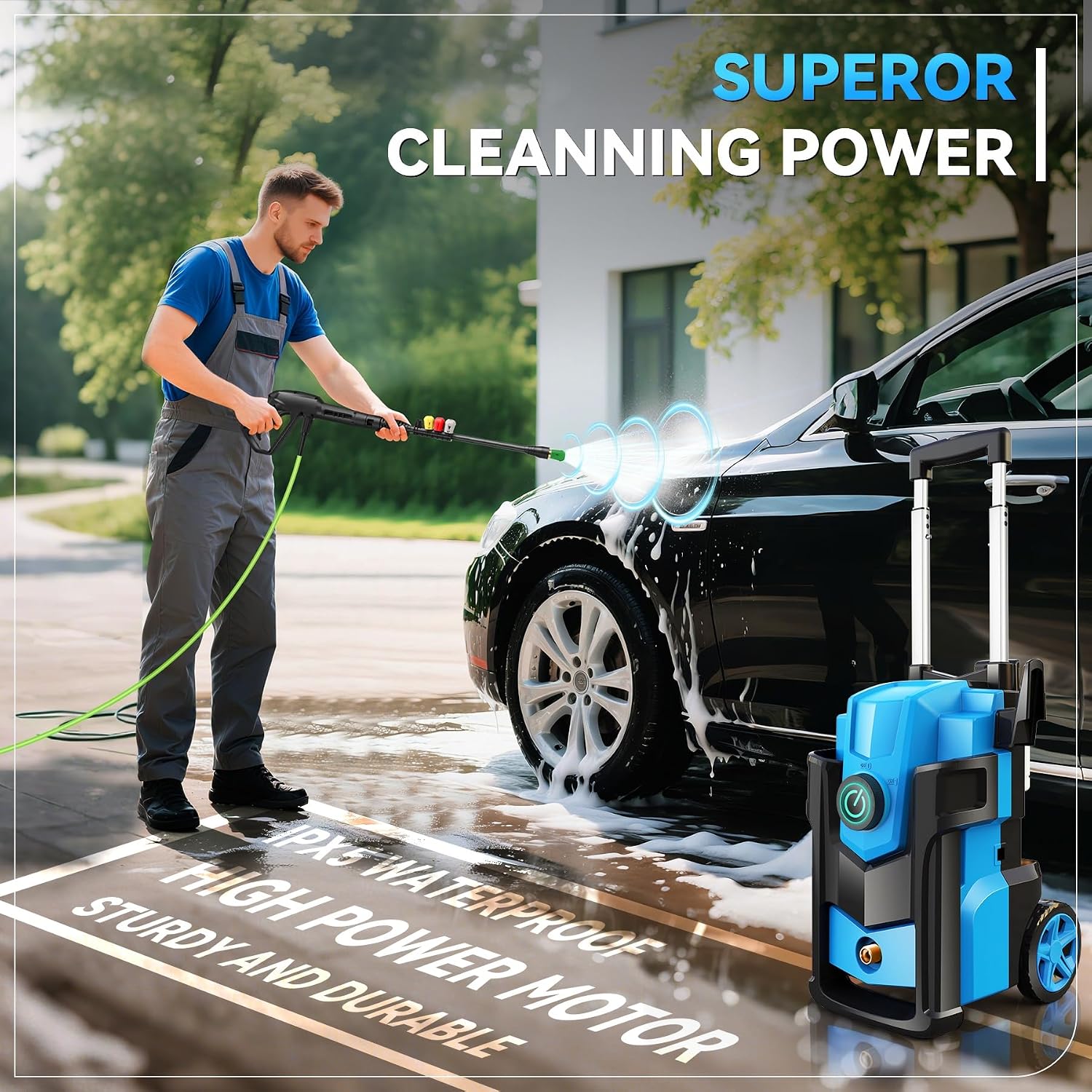 Electric Pressure Washer, 5000 PSI 4.0 GPM Heavy Duty Power Washer, with 4 Nozzles,Foam Cannon,33FT Hose and 500ml