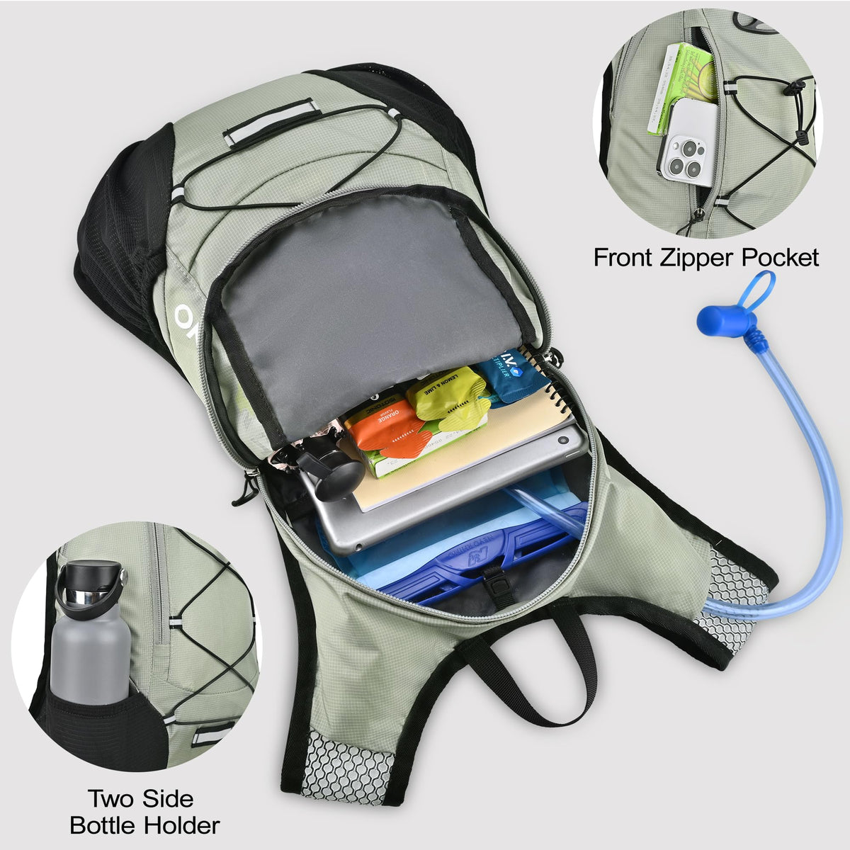 Lightweight Hydration Backpack, Running Backpack with 2L Water Bladder